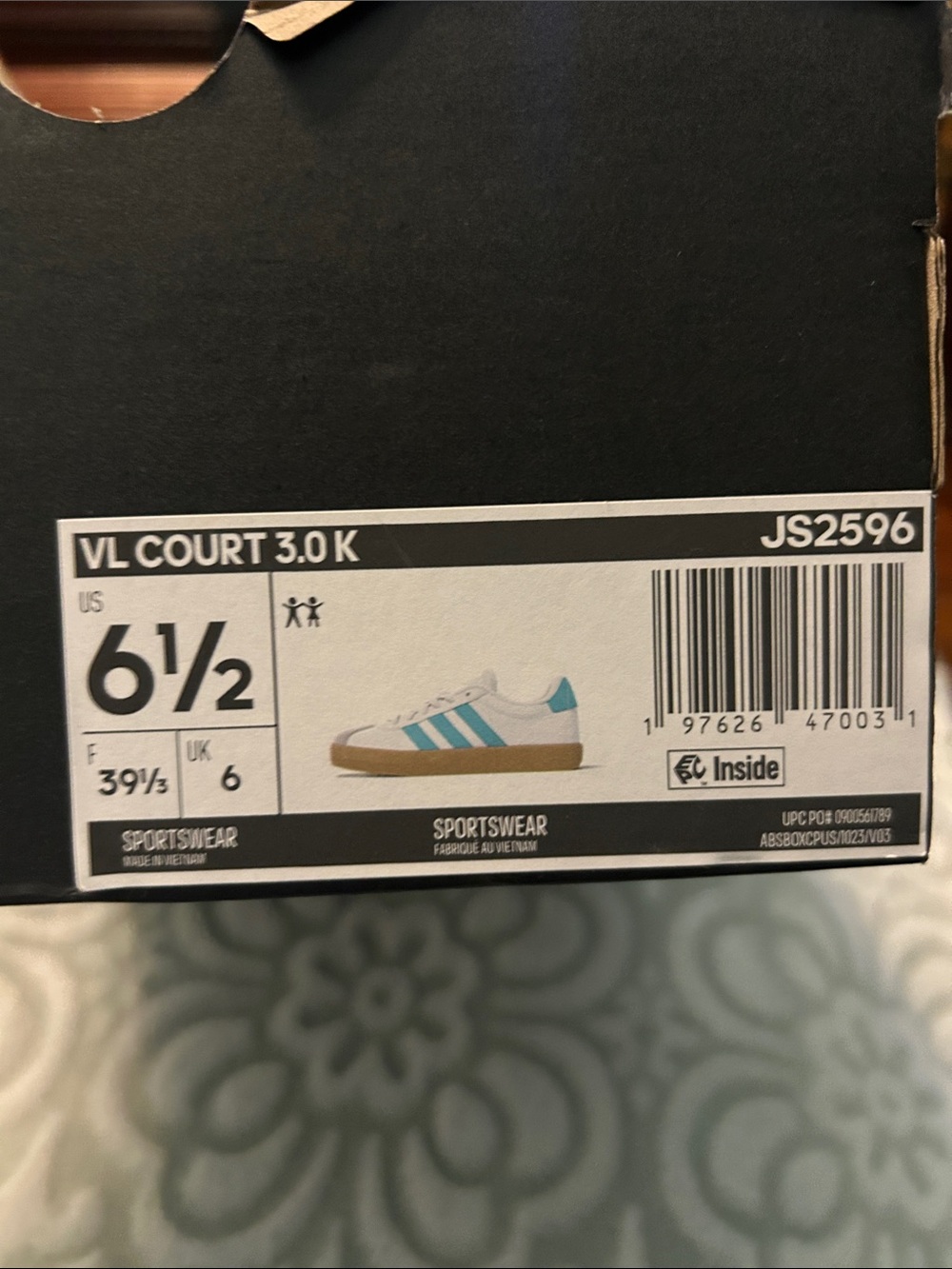 adidas Kids VL Court 3.0 K Sneakers - White & Teal